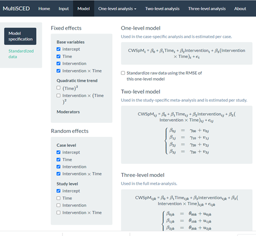 Screenshot of the Re-Specified Model with Fewer Study-Level Random Effects (Model Page)