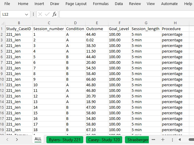 Example Data Spreadsheet (.xlsx) Formatting