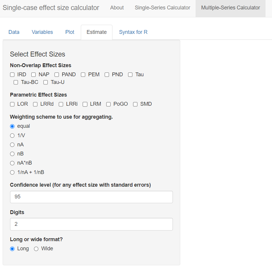 Multiple-Series Calculator Estimate Section